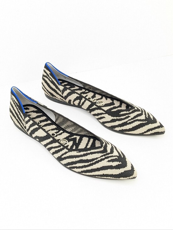 Rothy's Shoes - Rothy's The Point Pointed Toe Ballet Flats Black Zebra Womens 8
